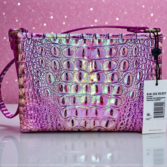 NWT Brahmin Leather Iridescent LORELEI Shoulder Bag, Purple Iris Melbourne - Picture 2 of 8